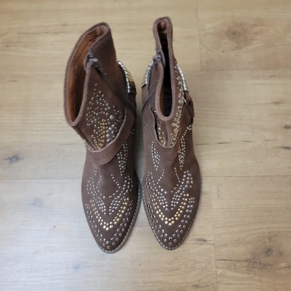 Jeffrey Campbell Suede Presley Studded Cowboy Boots - Picture 8 of 12